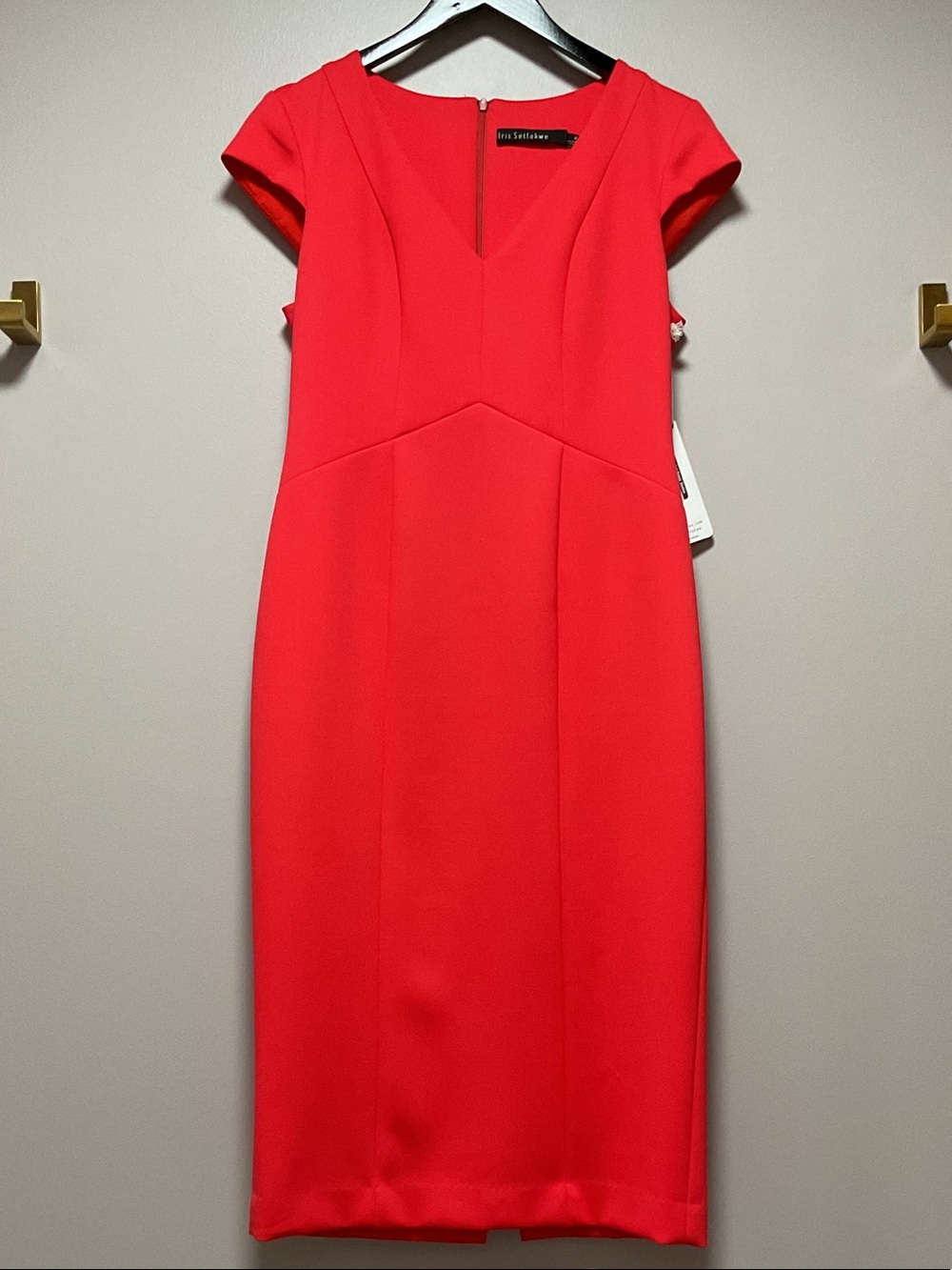 Iris Setlakwe Vibrant Red Midi Sheath Dress